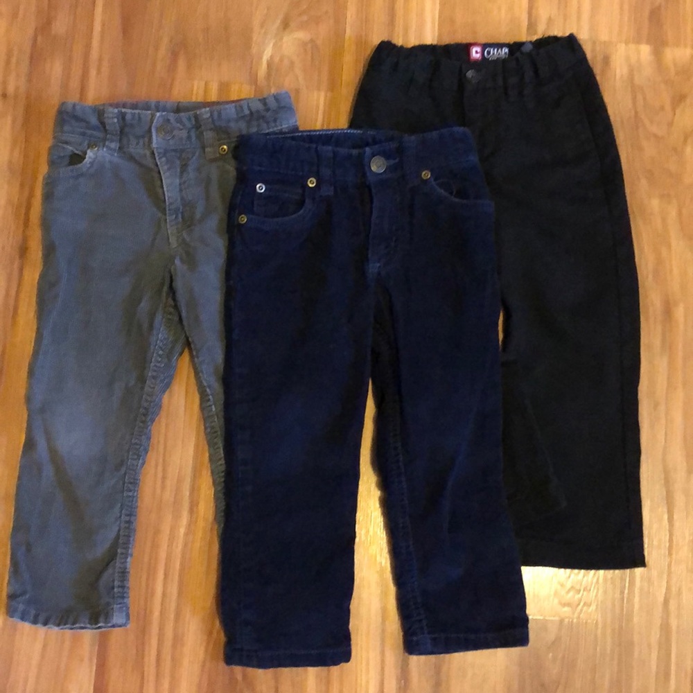 3 Pair of Boys 3T Pants Navy Black Gray Cords